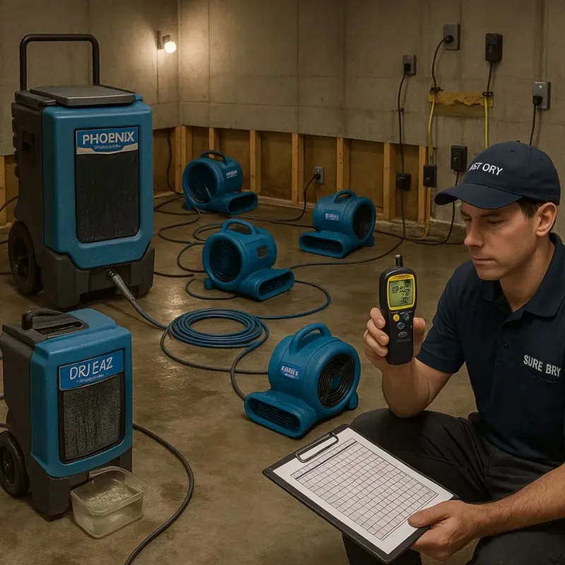 Structural Drying and Dehumidification process in East Oakdale, CA